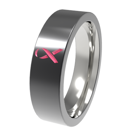 Pink Ribbon - Black-none-Titanium Rings