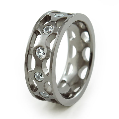 Regent Titanium Ring with Inset Gemstones
