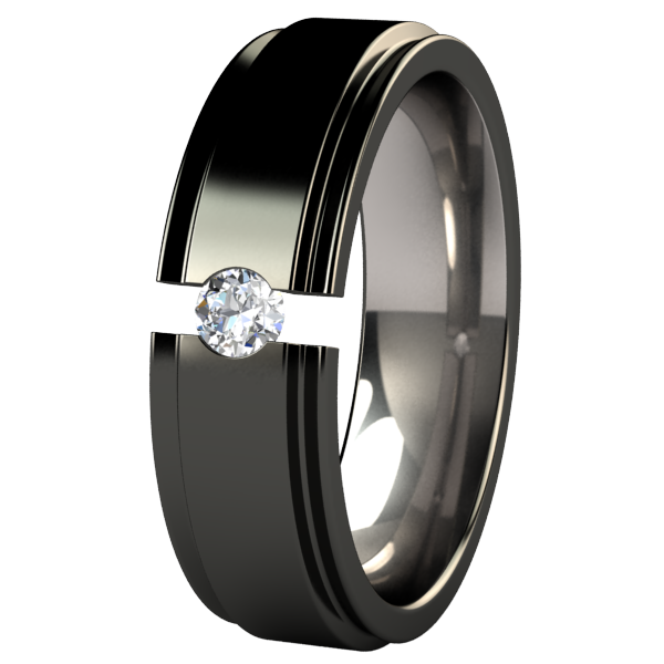 Samurai Black Tension Setting-none-Titanium Rings