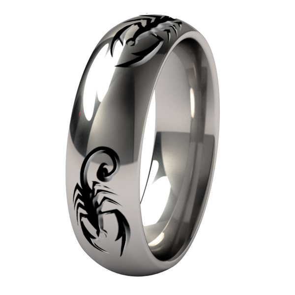 Custom Eclipse 3 carved black enameled scorpions-none-Titanium Rings