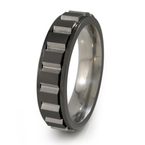 Spinning Blocks Titanium Fidget Titanium Ring | Black + Color