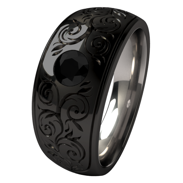 Sophia Solitaire Gem - Black Diamond Plated-none-Titanium Rings