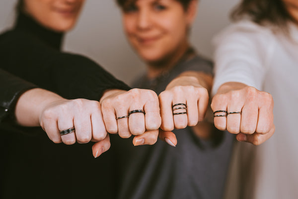 Black Round Stackable Titanium Rings