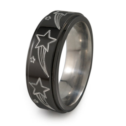 Shooting Stars Titanium Fidget Ring | All Black + Color