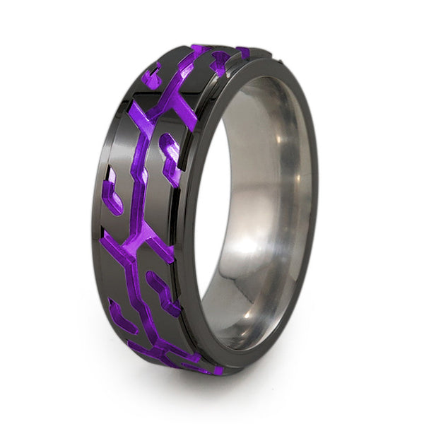 Street Performance black titanium fidget spinner ring