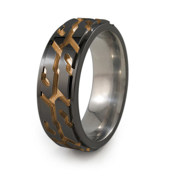 Street Performance black titanium fidget spinner ring