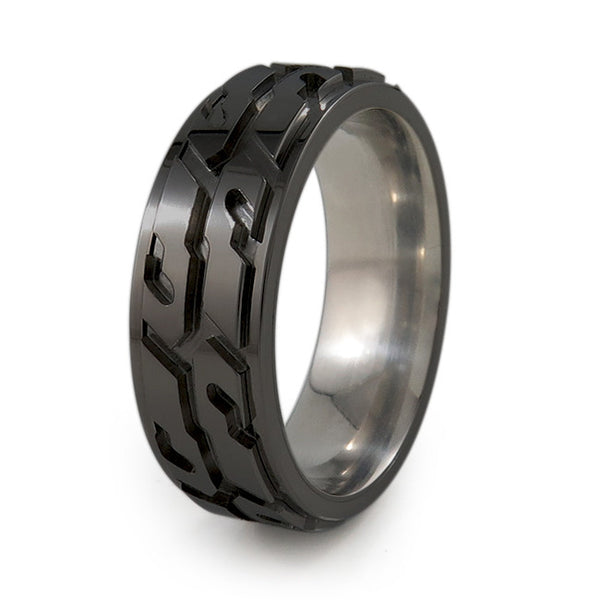 Street Performance black titanium fidget spinner ring