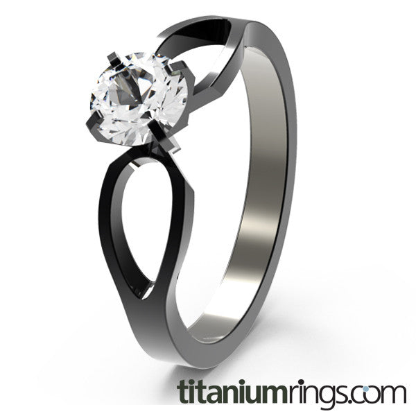 To Infinity Solitaire - Black-none-Titanium Rings