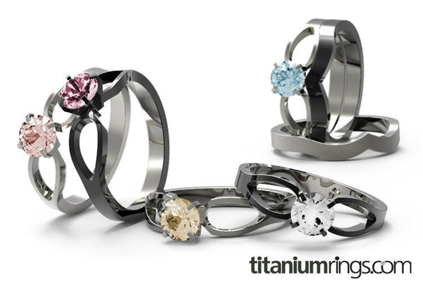 To Infinity Solitaire Titanium Engagement  Ring