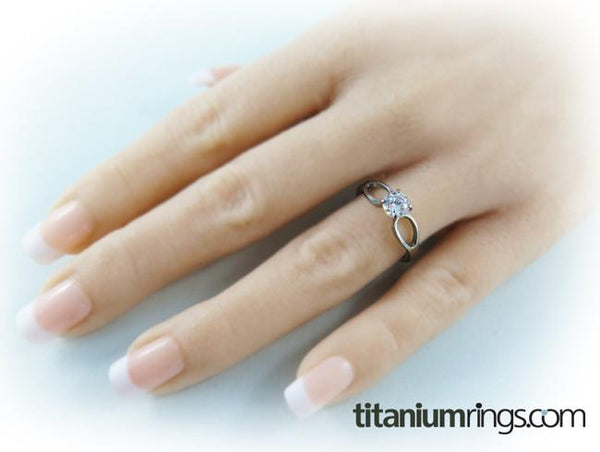 To Infinity Solitaire Titanium Engagement  Ring