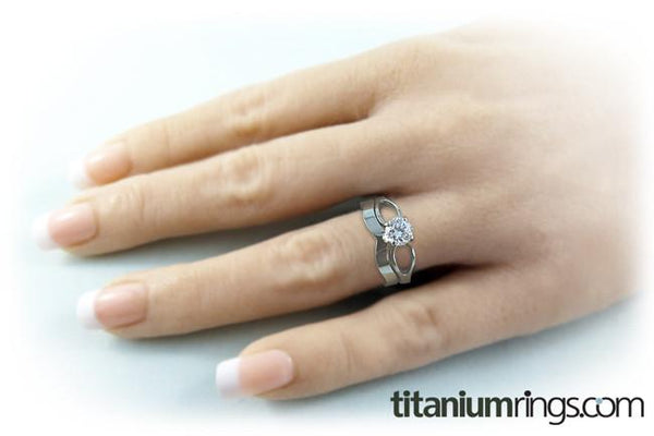 To Infinity Solitaire Titanium Engagement  Ring