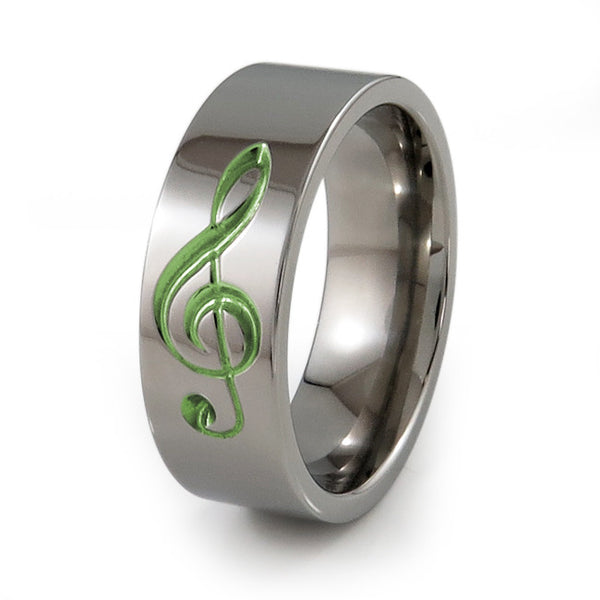 Treble Clef Music Ring.  Titanium Ring for music loveres. 