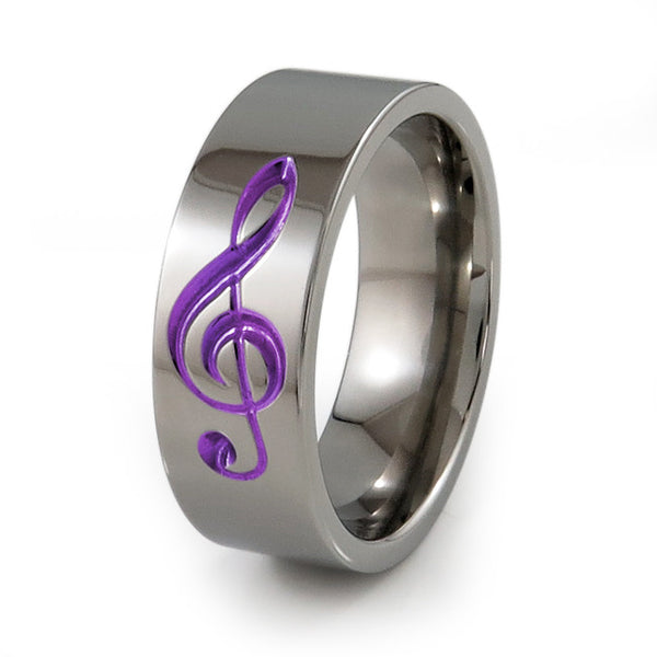 Treble Clef Music Ring.  Titanium Ring for music loveres. 
