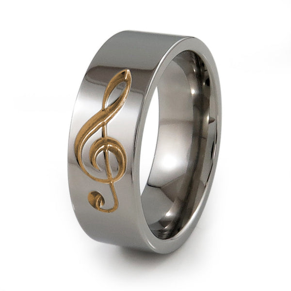 Treble Clef Music Ring.  Titanium Ring for music loveres. 