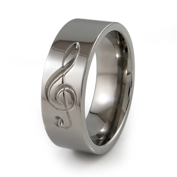 Treble Clef Music Ring.  Titanium Ring for music loveres. 