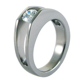 Ysatis - Custom rounded bottom with customers own stone.-none-Titanium Rings